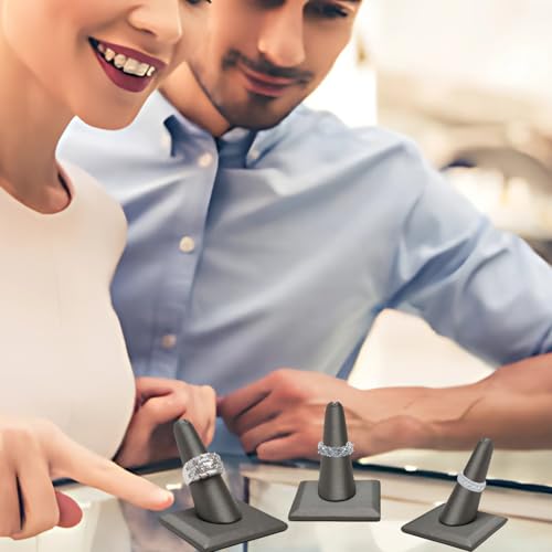 Image of Novel Box Single Finger Steel Gray Ring Stand Holder Jewelry Display 2X2X2 + NB Cleaning Cloth