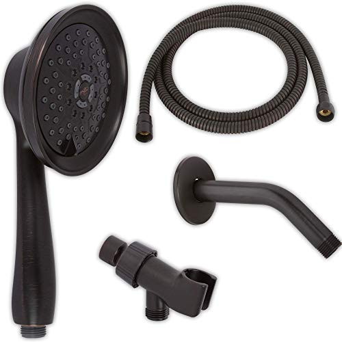 Cabezal de ducha portátil con brazo y manguera de acero inoxidable miniatura 1