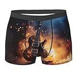 Boxer Flaming Burning Guitar Fire Boxer Homme Confortable Caleçon Boxeur Souple Boxers Homme pour Usage Quotidien Plein Air Sport M