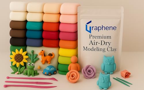 Image of GRAPHENE 24 Pcs Air Dry Modelling Clay Set with 3 Sculpting Tools Creative DIY Art & Crafts Play Set Non Toxic Dough Birthday Return Gift for Boys Girls Clay for 3-10 Years Kids Color As Per Stock