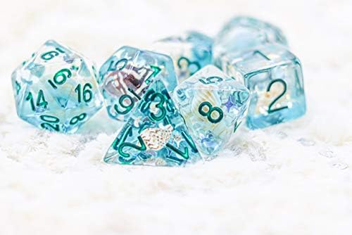 Blue Ocean of Seashell DND Dice Set for Dungeons and Dragons Gifts, D&D, D and D, Pathfinder, Accessories, D20, Polyhedral, Resin Dice, Metal, Dice Tray, Tower, Bag, Box