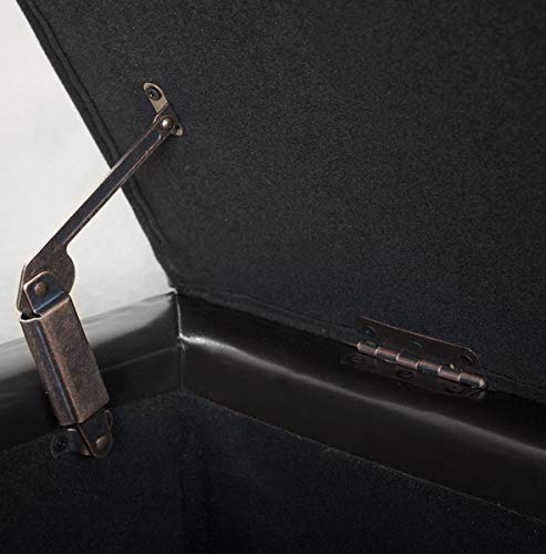 Joveco Storage Ottoman Bench- Faux Leather Tufted Bench Foot Rest (Black Midnight) #TOP5