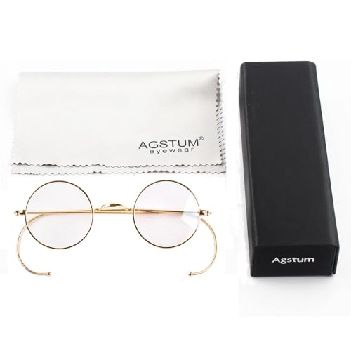 Image of Agstum Blue Light Blocking Reading Glasses, Small Round Wire Rim Readers for Computer Use Anti-Glare Cut UV400