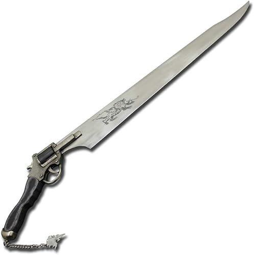 Miniatura 5 de Espada funcional de réplica de revólver para cosplay, construcción de acero inoxidable, funda de cuero, espada de anime con un revólver funcional