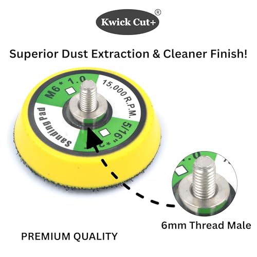 Image of Kwick Cut+ Premium 2 Inch (50mm) Velcro Backing Pad (Pack of 1) | 6mm Male Thread | Dual Action Random Orbital Sander Pad for Sanding, Polishing & Grinding | 15000 RPM Compatible (2-inch)