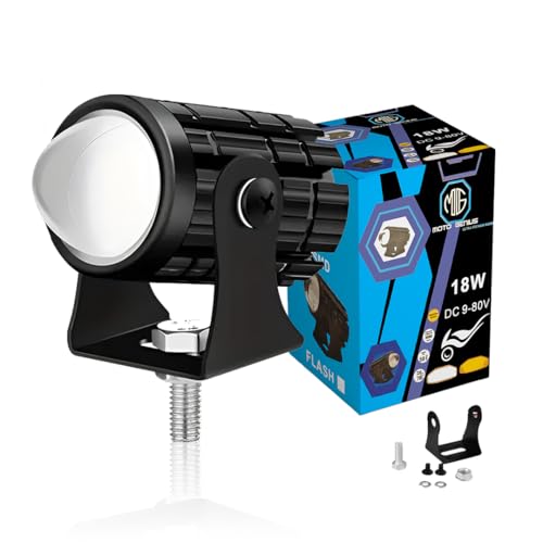 Image of 18W LED Projector Fog Light for Motorcycle | Dual Color Yellow & White | Headlight Spotlight with Lens | Universal Fit Motorbike Lighting System