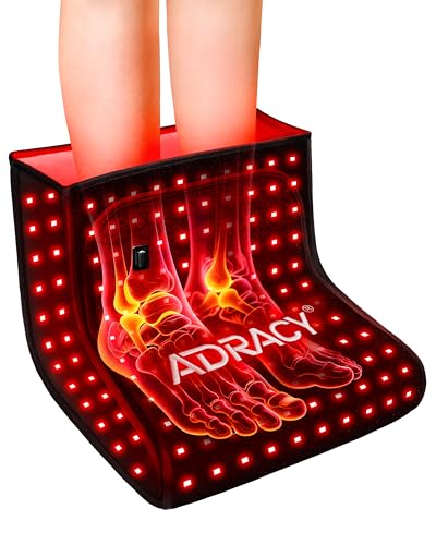 Adracy Red Light Therapy for Feet, Dual-Wavelength 160 LEDs Medical-Grade TPU Infrared Light Foot Therapy Device for Ankle Heel Joint Relief, Full Coverage for Neuropathy Support (Black)