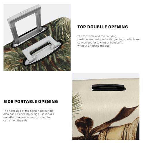 Old Christmas Bell Brown Ribbon Elastic Travel Luggage Covers Dustproof Scratch-Resistant Suitcase Protector Fit 22-24 Inch3