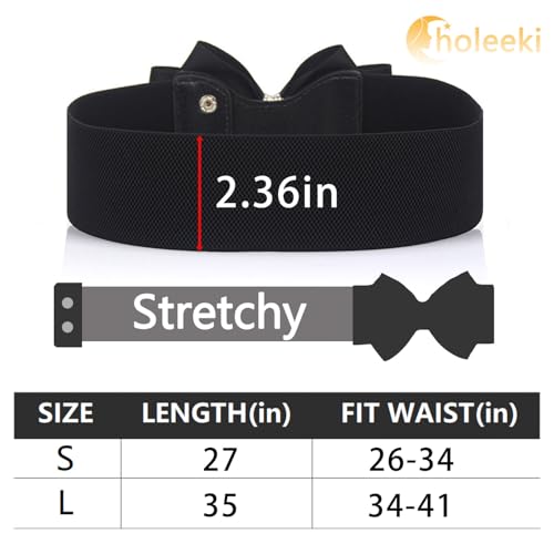 Women's Elastic Heart Rhinestone Bow Belt Stretch Ladies Belts for Dress4