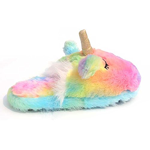 Cute Rainbow Llama Plush Slippers | Alpaca Plush Home Shoes | Fluffy Girls Slippers2