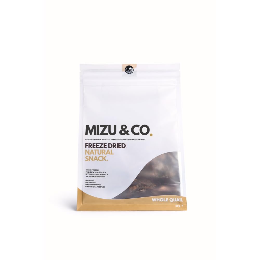 Mizu&Co Freeze Dried Whole Quail Dog Treats 70g | Natural High Protein Dog Snacks | Grain Free | Single Ingredient | No Artificial Additives