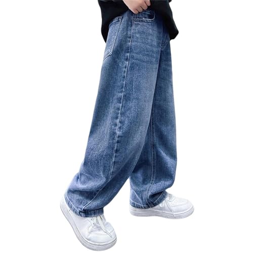 Boys Baggy Jeans for Kids Wide Leg Cargo Jeans Casual Elastic Waist Loose Fit Denim Pants Streetwear Kids 6-14 Years