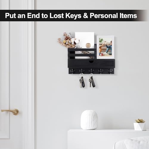 Key-Holder-Wall-Mount-Mail-Holder-with-Storage-Drawer-Key-and-Mail-Holder-with-5-Key-Hooks-for-Coat-Dog-Leash-Home-Decor-Rack-House-Accessories-Entry-Way-Organizer