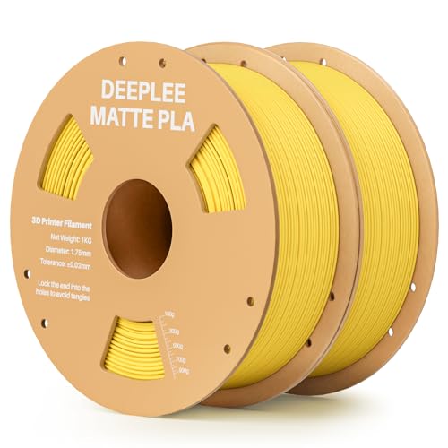 Image of Matte PLA Filament 1.75mm, 3D Printer Filament Dimensional Accuracy + /- 0.02mm, No Clogging, Higher Toughness, Cardboard Spool 3D Filament, 2 Pack Sunshine Yellow