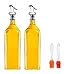 Lot de 4 distributeurs d'huile d'olive classiques (bouteilles 2 + 2 brosses) - Bouteille en verre de 1000 ml, huile et vinaigre avec distributeur - Transparent