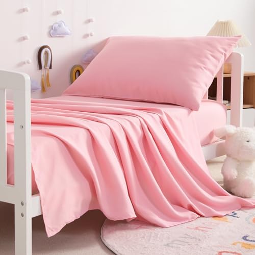 NTBAY Toddler Microfiber Sheet Set, 3 Piece, Pink