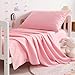 NTBAY 3-Piece Toddler Sheet Set, Microfiber Fitted Sheet, Flat Sheet and Envelope Pillowcase, Crib Sheets Set, Toddler Bed Set, Baby Bedding Sheet & Pillowcase Sets, Pink