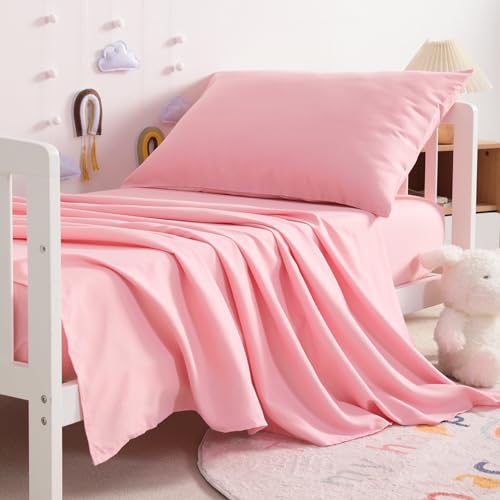 NTBAY Toddler Microfiber Sheet Set, 3 Piece, Pink
