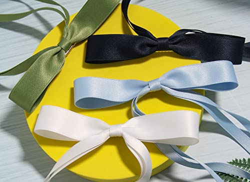 4Pcs Hair Clips For Women Tassel Ribbon Bowknot Hair Clips With Long Tail, Women Hair Clip For Girl, Solid Hair Clips Long Hair Accessories Barrettes Claw Hair Clips With Bow (White Light Blue) #TOP5