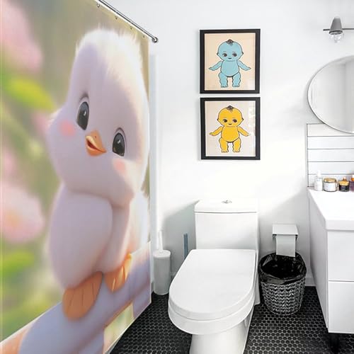 Rideau de douche imperméable canard anti éclaboussures avec crochets - 3
