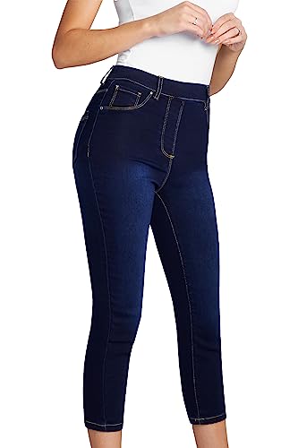 Jeggings Femme Jean Corsaire Confort Stretch Pantacourt Femme en Jean Capri Vêtements Femme Fille Ado Été Coton Jegging Slim Extensible Taille Élastique...