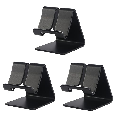3pezzi Supporto Per Smartphone e Tablet Porta Telefono Da Scrivania Con Design e Antiscivolo alluminio nero