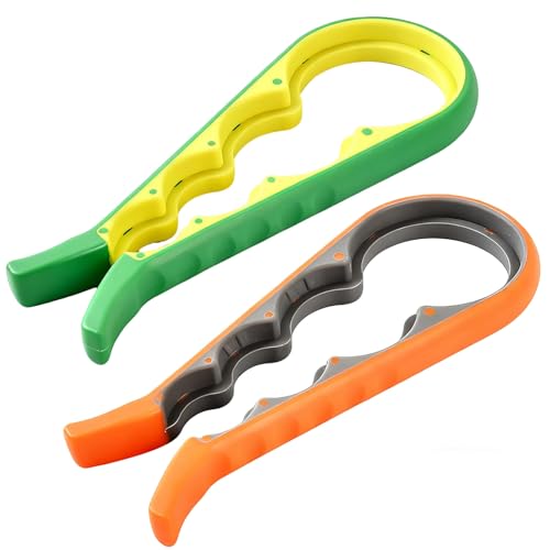 Image of 2PCS 4 in 1 Jar Opener Multi-Function Bottle Opener Non Slip Remover Tool for Seniors with Arthritis and Anyone with Low Strength(Green,Orange)
