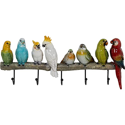 Kare Design Wandgarderobe Exotic Birds, Mehrfarbig, Wandgarderobe, Stahl Haken, 5 Haken, 24x54x7 cm (H/B/T)