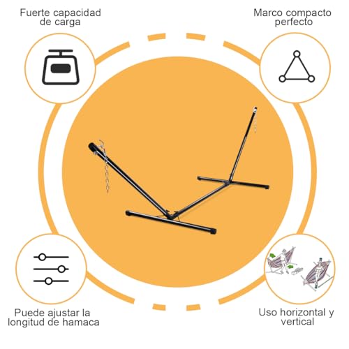 GOPLUS Soporte de Hamaca Universal portátil, Carga máxima 150 KG Material de Hierro, Resistente con Cadena para Colgar, Negro para jardín Camping Balcón, 325 x 100 x 106 CM - imagen 4