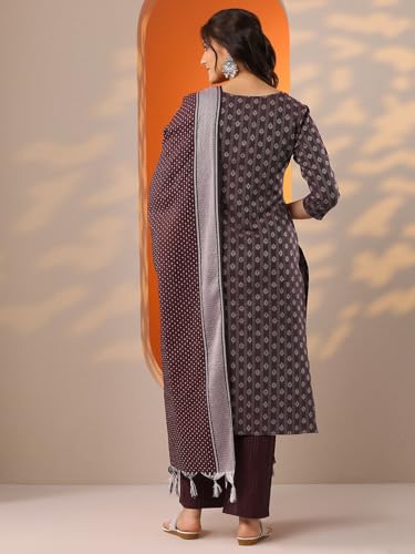 Image of Gerua By Libas Printed Cotton Blend Straight Kurta With Trousers and Dupatta