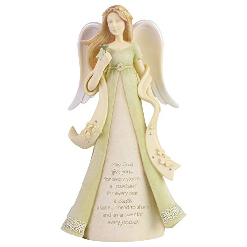 Enesco 6006501 Foundations Heart Irish Angel Figurine, 7.6 Inch, Multicolor