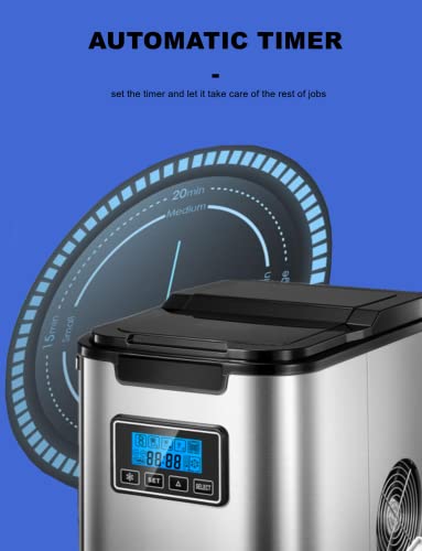 Eiswürfelmaschine 14kg 24h mit Selbstreinigungsfunktion und Timer, Zubereitung in 6 Minuten, 3 Würfelgrößen, 2.4 Liter… – Bild 5