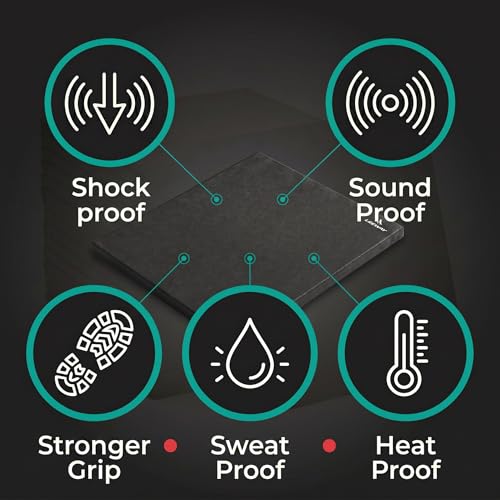Image of Leeway Gym Mats for Floor | SBR (Set of 10, 10mm, 20 inchx20 inch) Black | Gym Floor Mat Rubber for Heavy Workout | Equipment Matt for Home Exercise | | Yoga Rubber Tiles, Kids Rooms Heavy Duty Flooring Sheet