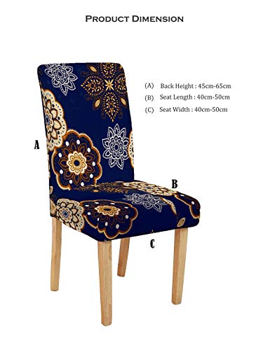 Image of Cortina Dining Chair Slipcovers | Protection Chair Covers | Floral Printed, Removable, Washable | Universal Fit Soft Stretchy Polyester Spandex | Living Room, Kitchen, Party | Pack of 1, Navy 4
