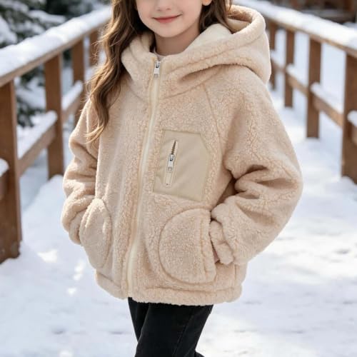 Girls Fleece Jacket Zip Up Hoodie Winter Coat with Pockets Warm Outerwear - image 2
