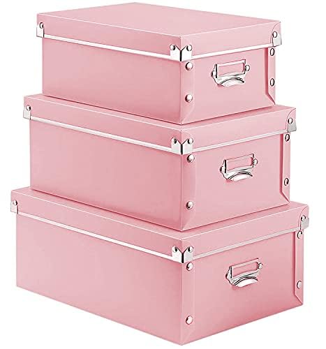 Xuchun File Storage Boxes, Foldable Storage Bins With Lid 3 In 1 Set, Press-Stud Fastening, Moisture-Proof, Space Saving Storage, Storage Box For Photoes, Toys, Files, Closets #TOP12