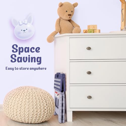 ACSTEP 9 Inch Folding Step Stool 300 LB Capacity Plastic Foldable Step Stools for Kids and Adults, Folding Stool Suitable for Kitchen, Stepping Stool with Handle Bicolor Purple Small Step Stool 1PC