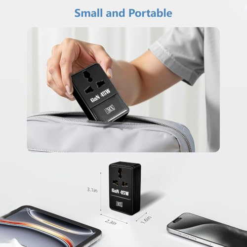 Image of MX 3-in-1 45W PD Fast Charging MultiPort Adapter with 2500W Universal Socket, Dual Type-C, Socket for India, US, UK, EU, AU, Compact Design for Bedside Use, Multi Plug Power Adapter, ISI approved Plug