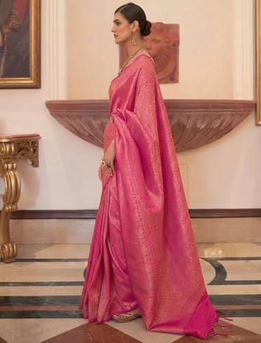 Image of MADHUHANSH Women's Cotton Silk Saree with Unstitched Blouse Piece Zari Weave and Floral Pattern | Heavy Embroidery Saree for Women | Interview Saree for Women | Readymade Blouse with Saree Set