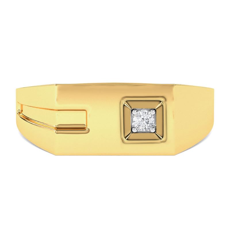 Image of KISNA 14k / 18k Real Gold & Diamond Ring | Diwali, Rakhi Rakshabandhan Gift for Brother, Husband | With Certificate of Authenticity & BIS-Hallmarked Gold Jewellery | The Confident Male Ring