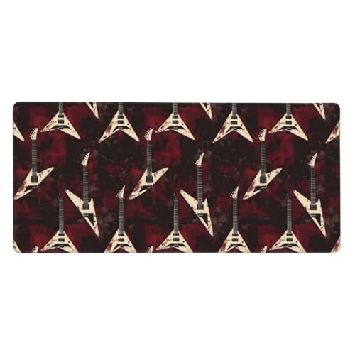 Tapis de souris de jeu pour bureau et clavier au motif guitare