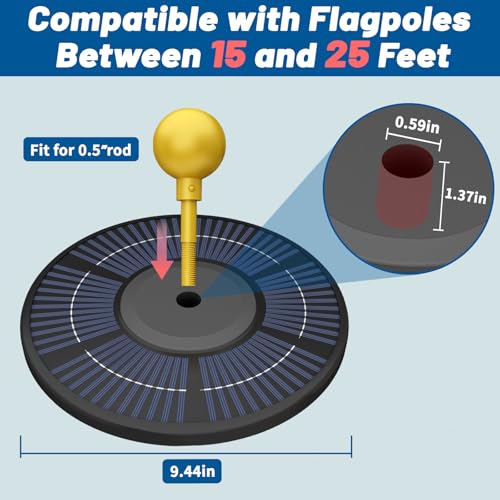 XYRIS Flag Pole Light Solar Powered - Ultra Bright for 15-25 Ft Flag Poles, 136 LED from Dusk to Dawn, Wide Coverage Waterproof Solar Light for Flagoles for Outside House (Black)