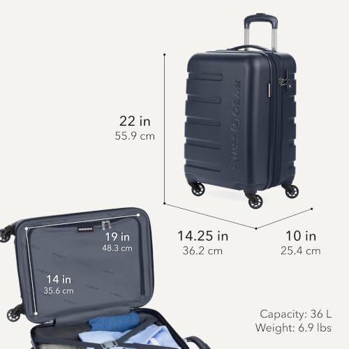 Image of SWISSGEAR Signature Hardside Expandable Carry-On Spinner & Mini Weekender Tote Set, ABS Construction, TSA-Friendly Lock, Navy, 2-Piece Set (19-Inch /Mini Weekender Tote)