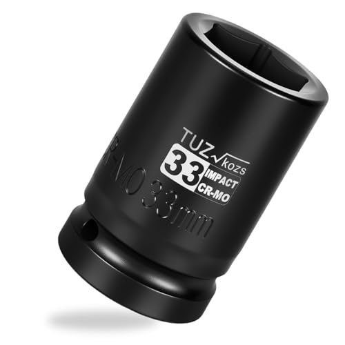 Image of 1 Inch Drive 33mm Deep Metric Impact Socket,CR-MO,6 Point Radius Corner Design,Square Chamfered Opening,Axle Nut Impact Grade Socket for Easy Removal