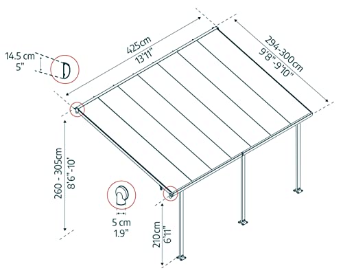 Palram Canopia Feria Terrassenüberdachung, weiß, 425 x 295 x 305 cm