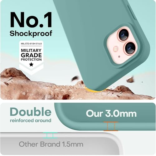 Image of LOVE 3000 Designed for iPhone 12 Case /iPhone 12 Pro Case, Premium Silicone with [Soft Anti-Scratch Microfiber Lining] Shockproof Protective Phone Case for Men Women Girls 6.1 inch, Pine Green