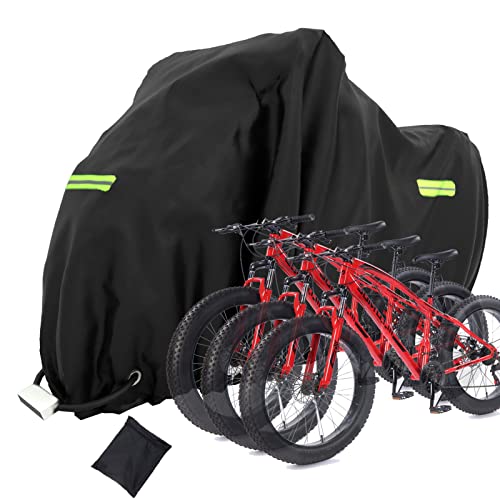Timisea Cubierta para bicicleta con tiras reflectantes, tela Oxford, cubierta protectora impermeable y resistente al invierno, negro, para exteriores, 2 bicicletas (210 x 112 x 112 x 112 cm) Cover