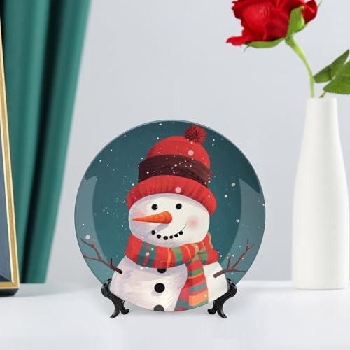 Plato decorativo de porcelana Bone China con muñeco de nieve, 7 pulgadas miniatura 6