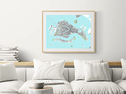 Venice Map Wall Art Print 8X10, Venice Italy Posters For Wall 24X36, Handmade Detailed Venice Art Wall Decor, Venezia Maps, Venice Souvenir Gifts By Maps As Art #TOP3