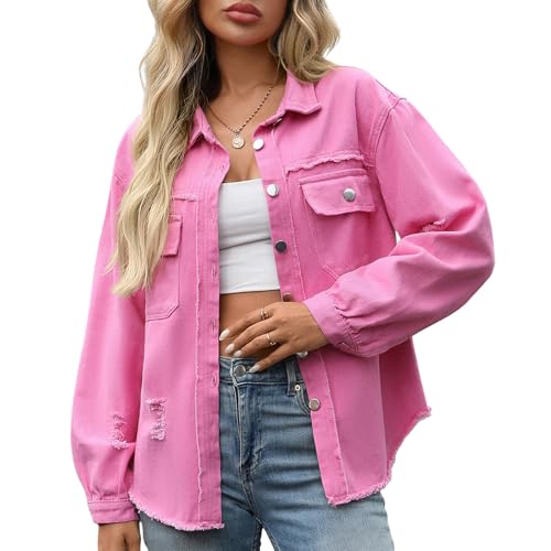 HOTIAN Damen Jeansjacke jeansjacken für damen übergangsjacke damen...